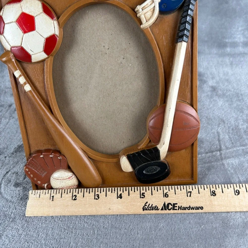 Vintage Sports Themed 3D Resin Photo Frame Baseball Soccer Football Hockey 5x7